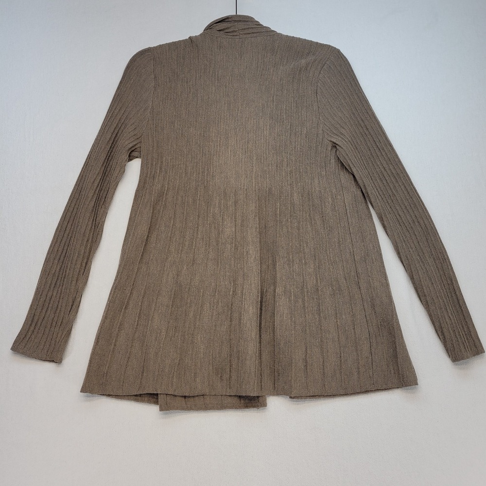 Eileen Fisher Cardigan Womens Small Petite Brown Wool Italian Yarn Open Front - Picture 3 of 10